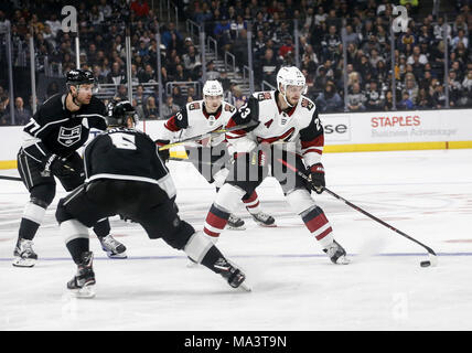 Los Angeles, California, USA. 29th Mar, 2018. Arizona Coyotes' defenseman Oliver Ekman-Larsson (23) vies with Los Angeles Kings during a 2017-2018 NHL hockey game in Los Angeles on March 29, 2018. The Kings won 4-2. Credit: Ringo Chiu/ZUMA Wire/Alamy Live News Stock Photo