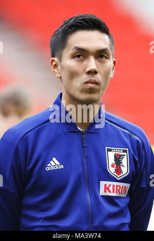 Liege, Belgium. 23rd Mar, 2018. Yuya Kubo (JPN) Football/Soccer : International friendly match between Japan 1-1 Mali at the Stade Maurice Dufrasne in Liege, Belgium . Credit: Mutsu Kawamori/AFLO/Alamy Live News Stock Photo