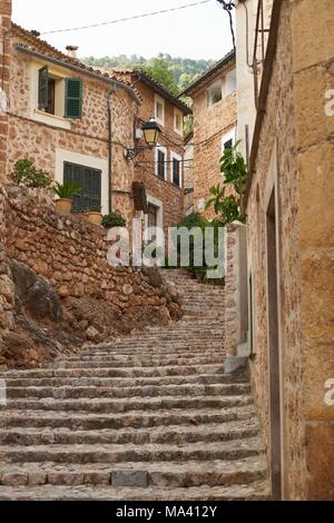 Stone steps in Fornalutx, Majorca, Balearic Islands, Spain, Europe ...