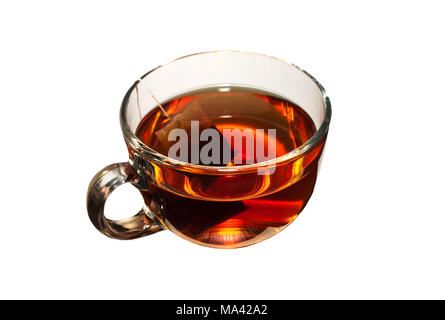 tea in glass Cup on isolated white background Stock Photo