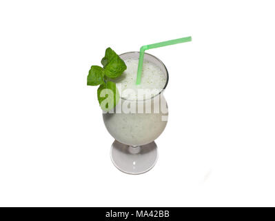 milkshake with mint on isolated white background Stock Photo