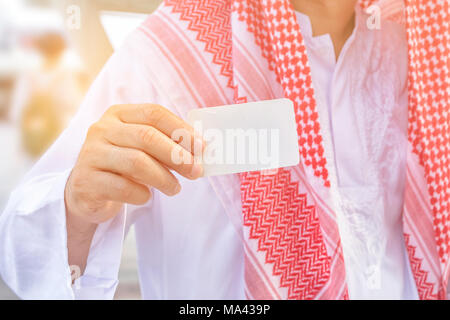 Arab saudi emirates businessman holding business card Stock Photo