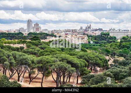 The view from the Teleférico de Madrid cable car in Madrid, Spain Stock Photo