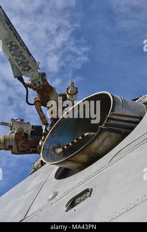 View of a turbine of an old helicopter Stock Photo