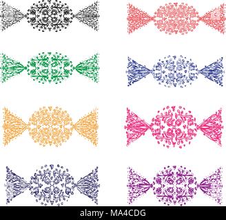 pattern colorful candy set Stock Vector