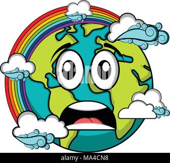 Sad earth emote. Earth day Stock Vector