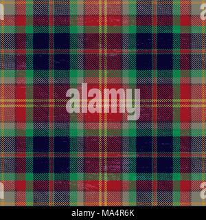 Grunge tartan pattern background. Stock Vector