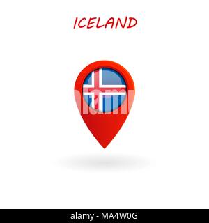 Location Icon for Iceland Flag, Vector, Illustration, Eps File Stock Vector