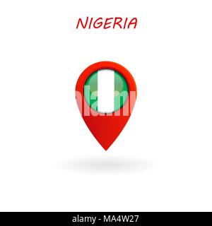 Location Icon for Nigeria Flag, Vector, Illustration, Eps File Stock Vector