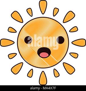 kawaii surprised sun icon over white background, colorful design. vector ilustration Stock Vector