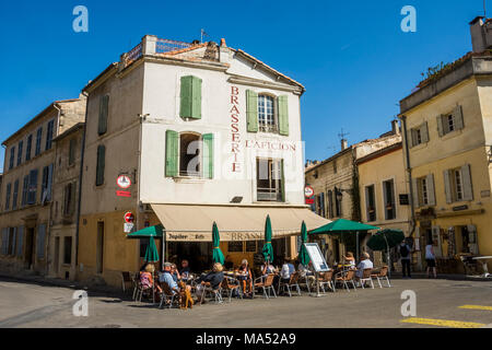 Outdoor cafe in Arles, France Stock Photo