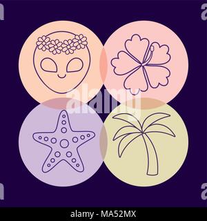 icon set of and cute related icons over colorful circles and blue background, vector illustration Stock Vector