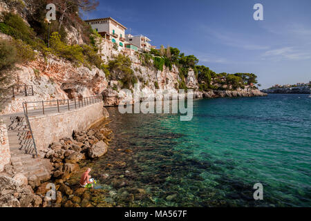 Rocky Mediterranean beach at Portochristo, Mallorca Stock Photo