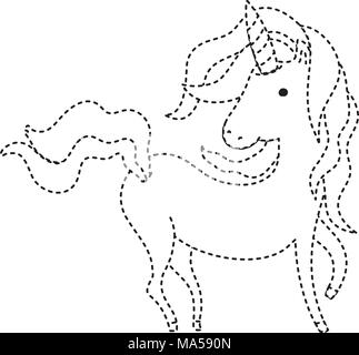 dotted shape pretty unicorn with nice hair and horn Stock Vector Image ...