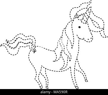 dotted shape pretty unicorn with nice hair and horn Stock Vector Image ...