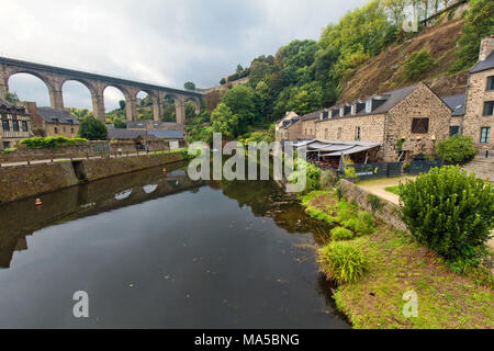 Viaduct over the Rance in Dinan Stock Photo