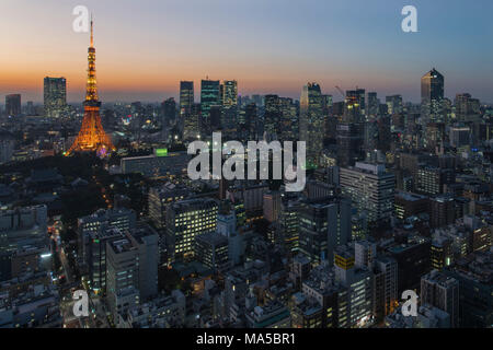 Asia, Japan, Nihon, Nippon, Tokyo, city overview, Hamamatsucho stadium, view from Tokyo World Trade Center Stock Photo