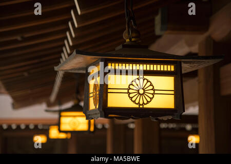 Asia, Japan, Nihon, Nippon, Tokyo, Shibuya, Japan, Nihon, Nippon, Tokyo, Shibuya, Lantern at Meiji Shrine Stock Photo