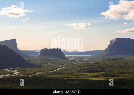 View over the Rapadalen (valley) in Sarek National Park, Sweden Stock Photo