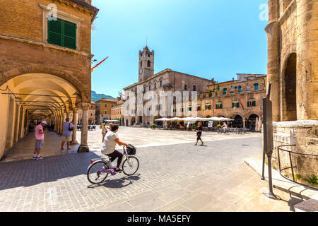 Piazza del Popolo, Ascoli Piceno district, Marches, Italy Stock Photo