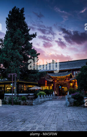 The old city of Lijiang at dusk, Yunnan Province, China Stock Photo - Alamy