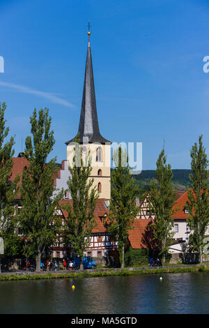 Parish church Saint Johannes Baptist in Margetshöchheim at the Main river, Main valley, Franconia, Bavaria, Germany Stock Photo
