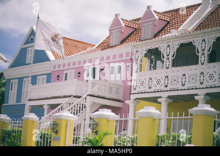 color houses in willemstad, curazao island Stock Photo