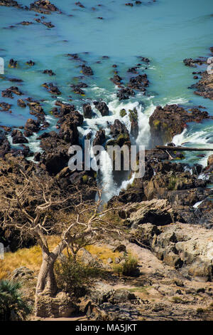 Epupa Falls on the Kunene River on the border between Angola and Namibia, Namibia Stock Photo