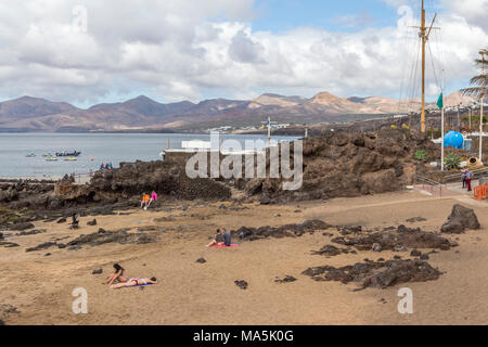 Puerto del Carmen, playa chica, dive centre  Holiday resort canary island of Lanzarote, a spanish island, off the coast of north west africa 2018 Stock Photo