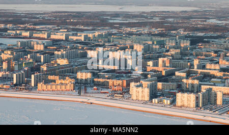 Top view the city of Nizhnevartovsk in winter Stock Photo