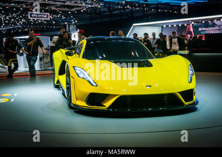 GENEVA, SWITZERLAND - MARCH 17, 2018: Hennessey Venom F5 Superfast sports car presented at the 88th Geneva International Motor Show. Stock Photo