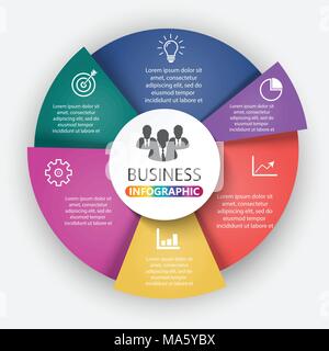 Vector infographic. Template for diagram, graph, presentation and chart. Business concept with 6 options, parts, steps or processes. Stock Vector