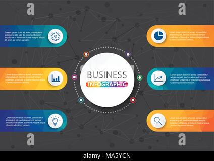 Business data visualization. Process chart. Abstract elements of graph, diagram with steps, options, parts or processes. Vector business template for  Stock Vector