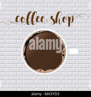 Coffee Shop Logo on wall grunge. Retro coffee logo. Vector illustration Stock Vector