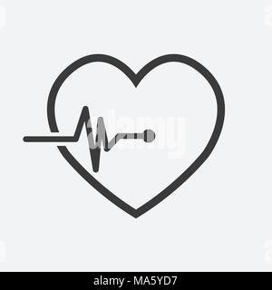 Heart and heartbeat symbol on reflective surface. EPS 10. Stock Vector