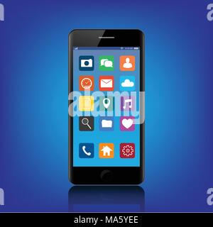 Modern realistic black smartphone. Smartphone with edge side style, 3d Vector illustration of cell phone. Stock Vector