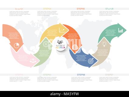 Infographics circle timeline with 6 number data template. Vector ...
