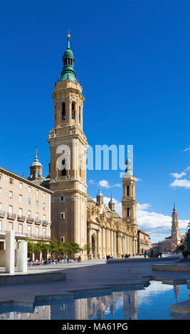 ZARAGOZA, SPAIN - MARCH 3, 2018: The cathedral  Basilica del Pilar. Stock Photo