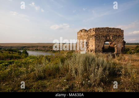 Ruins of Castle in Vynohradiv city, Transcarpathian region, Ukraine Stock Photo