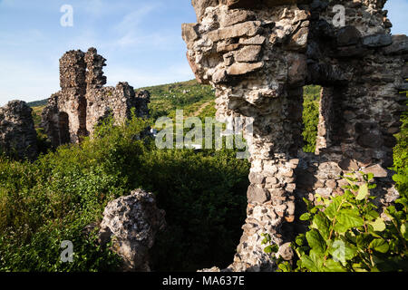 Ruins of Castle in Vynohradiv city, Transcarpathian region, Ukraine Stock Photo