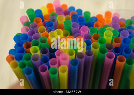 Abstract background from many multi-color tubules for a cocktail Stock Photo
