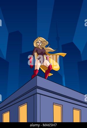 Superheroine Roof Watch Stock Vector