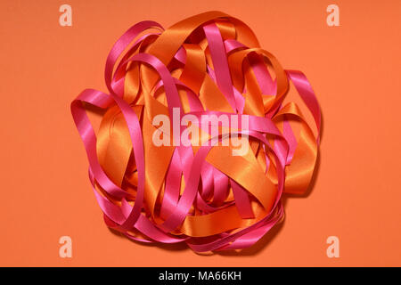 Nest of different coloured ribbons Stock Photo