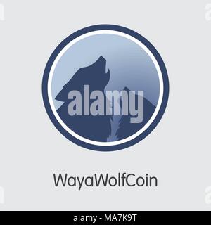 Wayawolfcoin Crypto Currency - Vector Colored Logo. Stock Vector