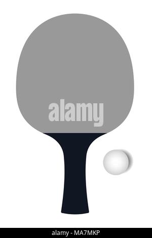 Gray Table tennis racket with ball icon in flat style isolated on white background, vector illustration Stock Vector