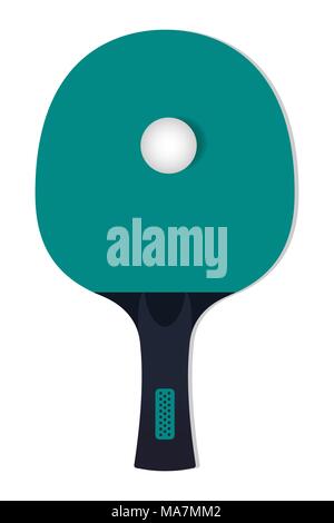 Table tennis racket with ball icon in flat style isolated on white background, vector illustration Stock Vector