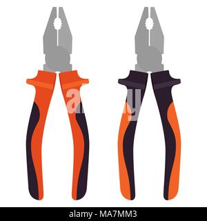 Set of two pliers on white background, realistic vector illustration Stock Vector
