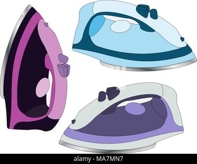 Set of colorful irons isolated on white background - vector illustration Stock Vector