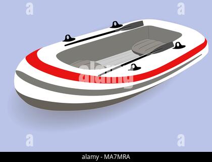Inflatable boat with oars, isolated. Vector illustration Stock Vector