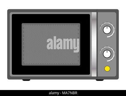Modern microwave, front view, in flat style, simple vector illustration Stock Vector